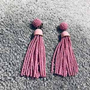 Pink Beaded Tassel Earrings